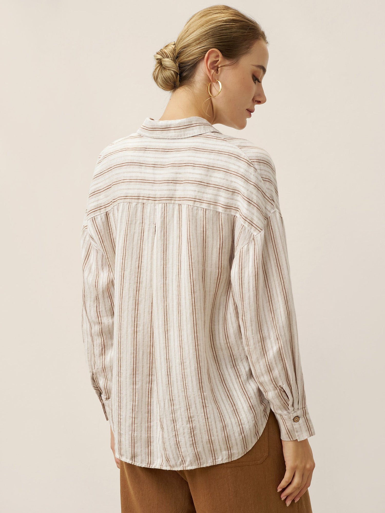 Linen Striped Drop Shoulder Shirt KENNEDY by LINTICO
