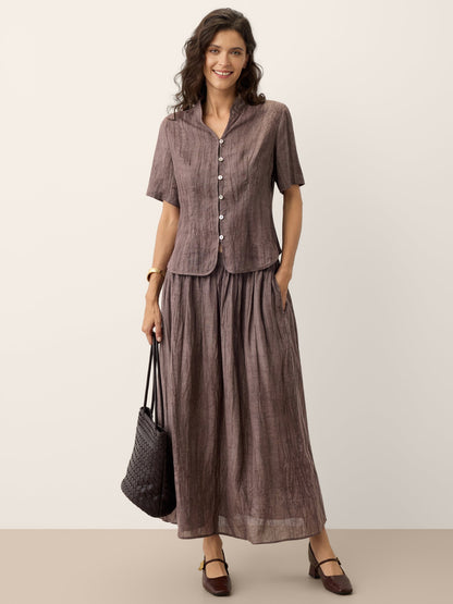 Lyocell Textured Stand Collar Shirt Jacket PHILIPPA by LINTICO