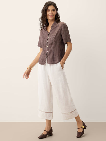 Lyocell Textured Stand Collar Shirt Jacket PHILIPPA by LINTICO