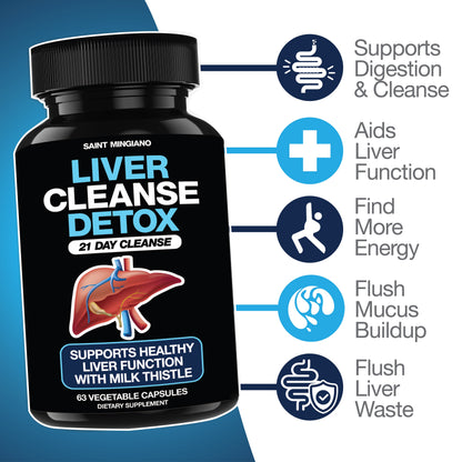 Liver Cleanse Detox &amp; Repair - 21 Day Cleanse - Natural Liver Support Supplement with Milk Thistle by Saint Mingiano - Supplements &amp; Wellness Dedicated to Holistic Health