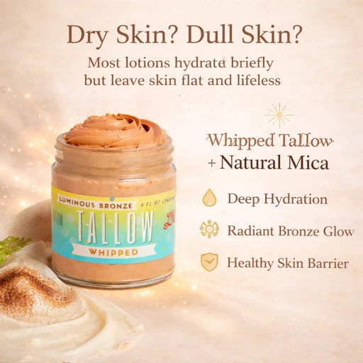 Luminous Bronze Whipped Tallow Moisturizer - Natural Bronzing Body Butter with Mica by Lady May Tallow