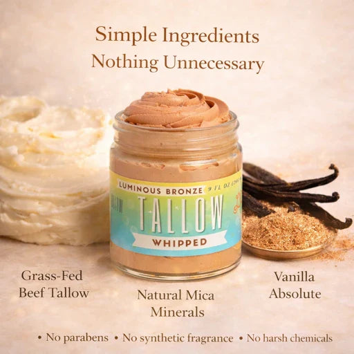 Luminous Bronze Whipped Tallow Moisturizer - Natural Bronzing Body Butter with Mica by Lady May Tallow