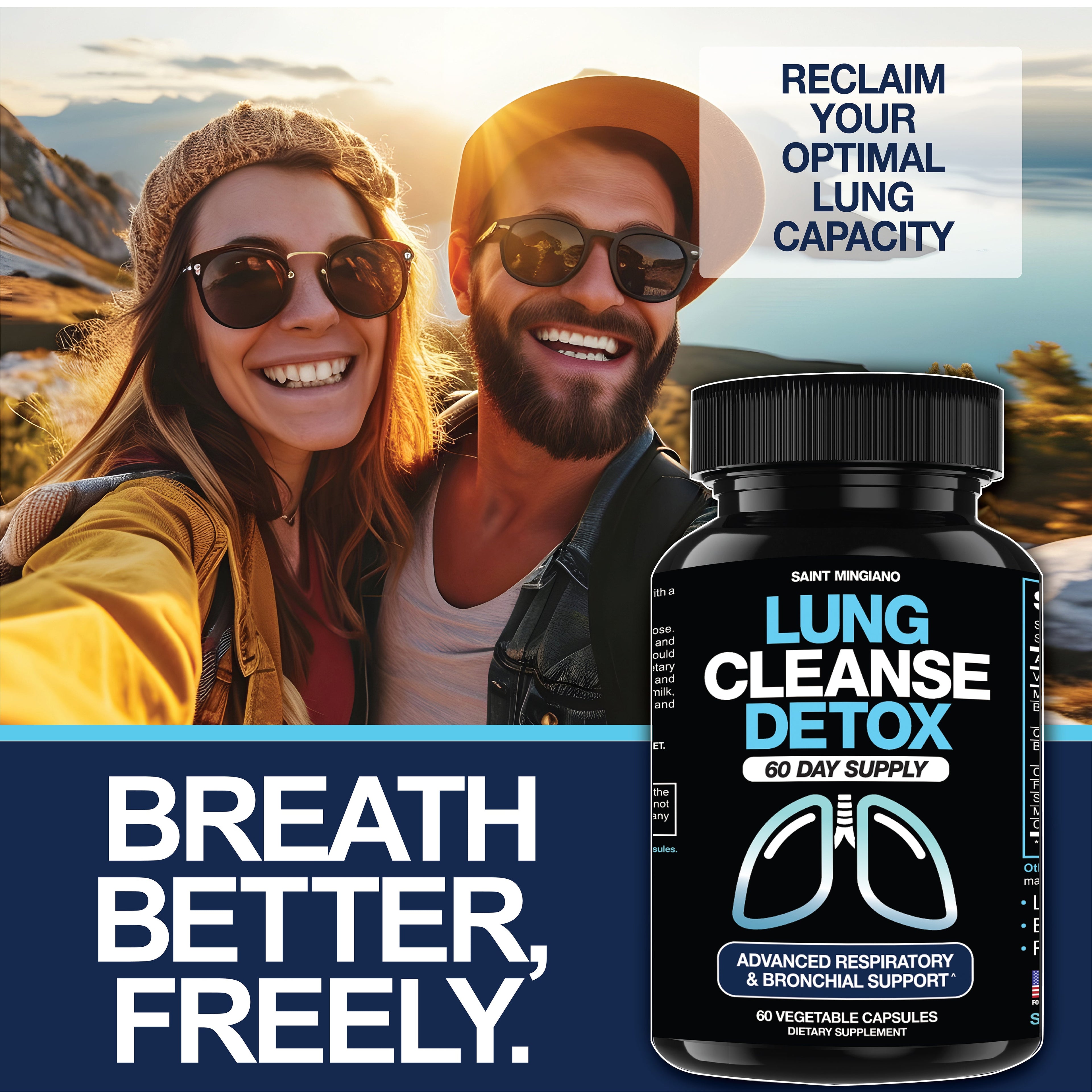 Lung Cleanse Detox, 60 Day Cleanse - Supports Lung Health Within Bronchial &amp; Respiratory Systems by Saint Mingiano - Supplements &amp; Wellness Dedicated to Holistic Health