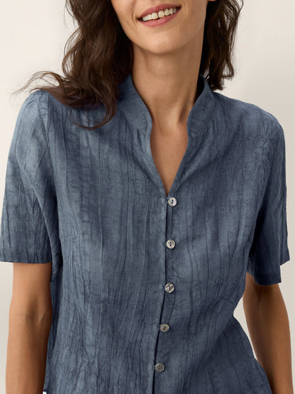 Lyocell Textured Stand Collar Shirt Jacket PHILIPPA by LINTICO