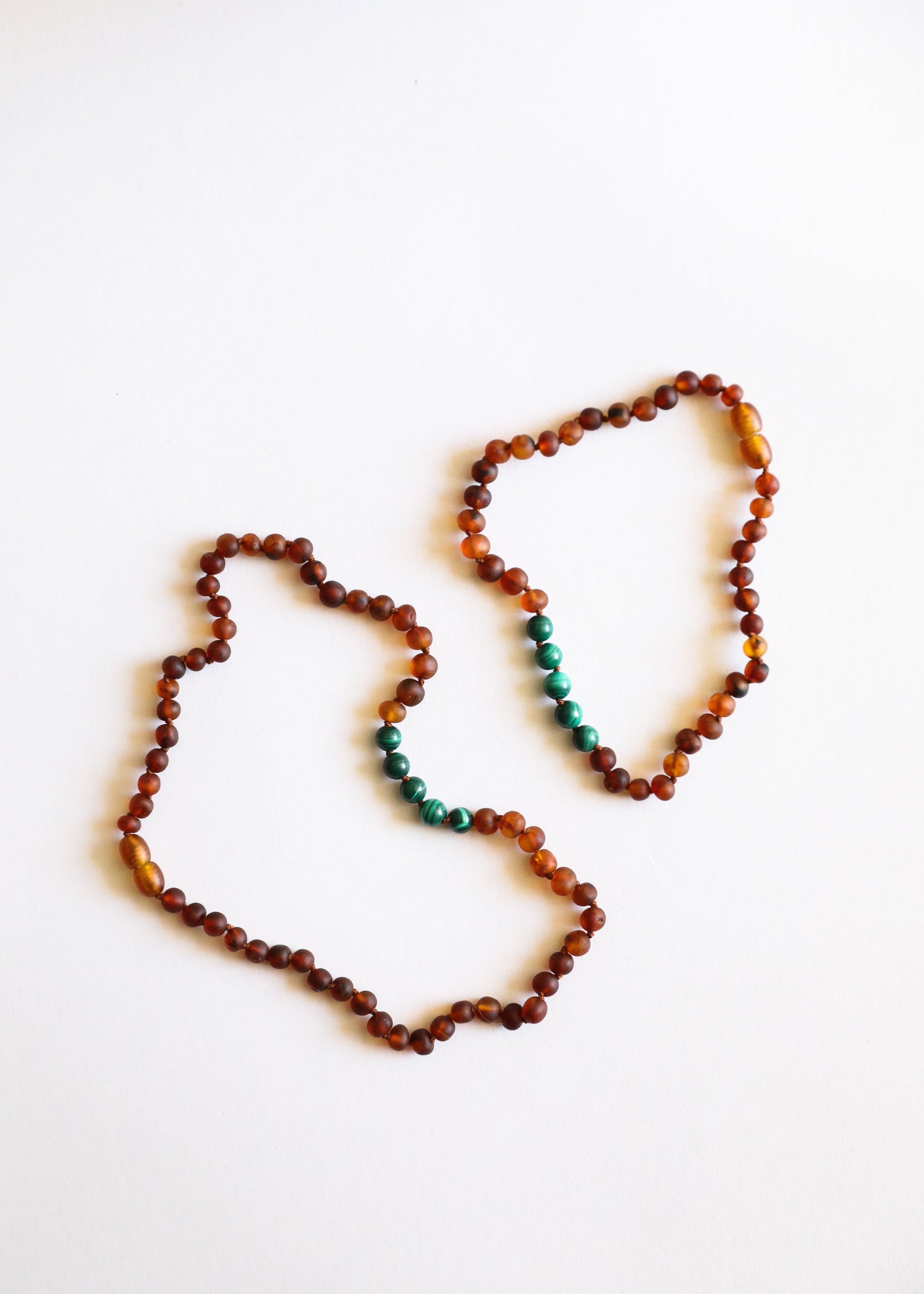 Raw Cognac Baltic Amber + Malachite || Necklace Set by CanyonLeaf