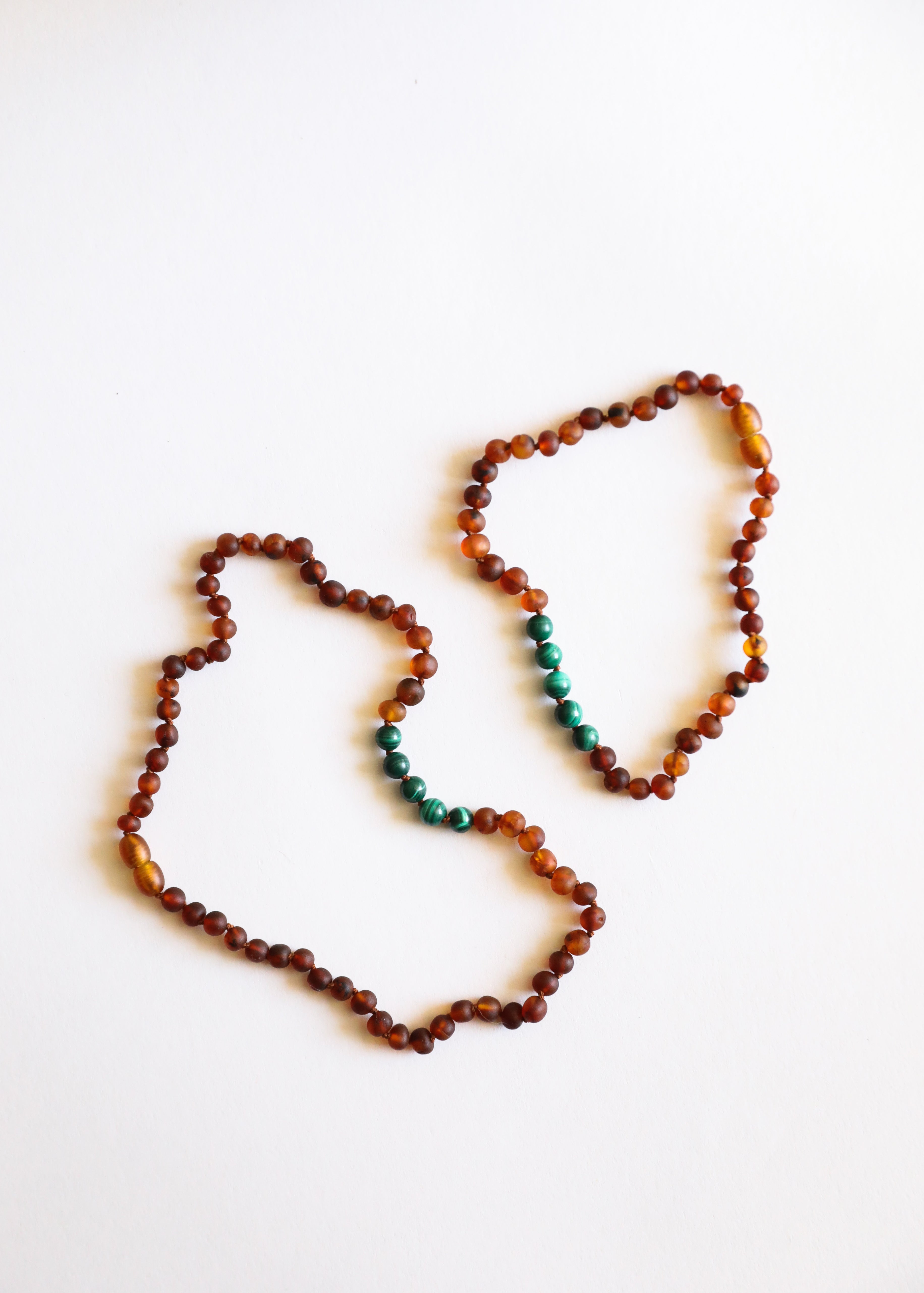 Raw Cognac Baltic Amber + Malachite || Necklace Set by CanyonLeaf