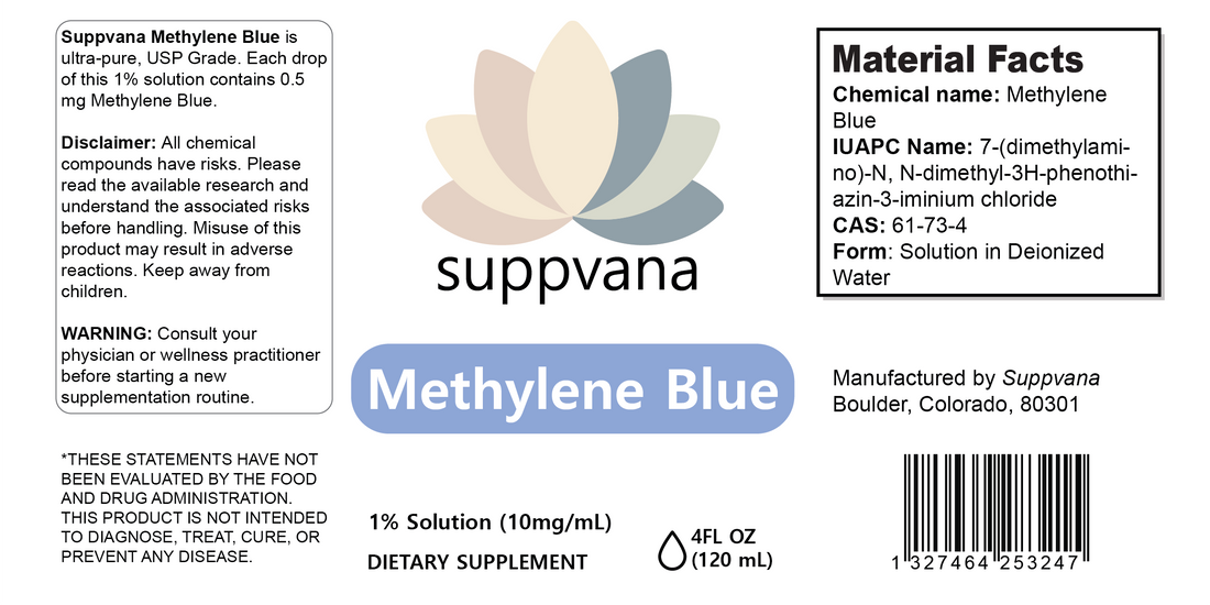 Methylene Blue Liquid 1% XL (1200mg, 4oz) by LIV
