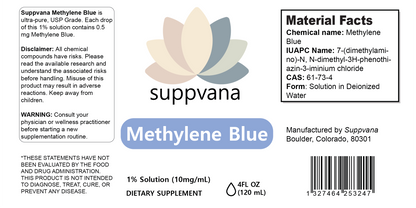 Methylene Blue Liquid 1% XL (1200mg, 4oz) by LIV