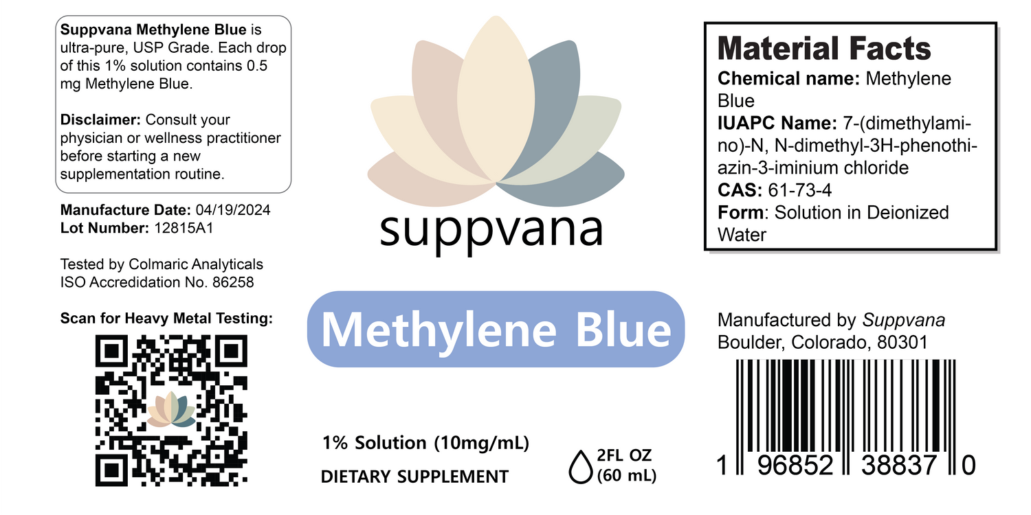 Suppvana Methylene Blue Liquid 1% (600mg, 2oz) by LIV