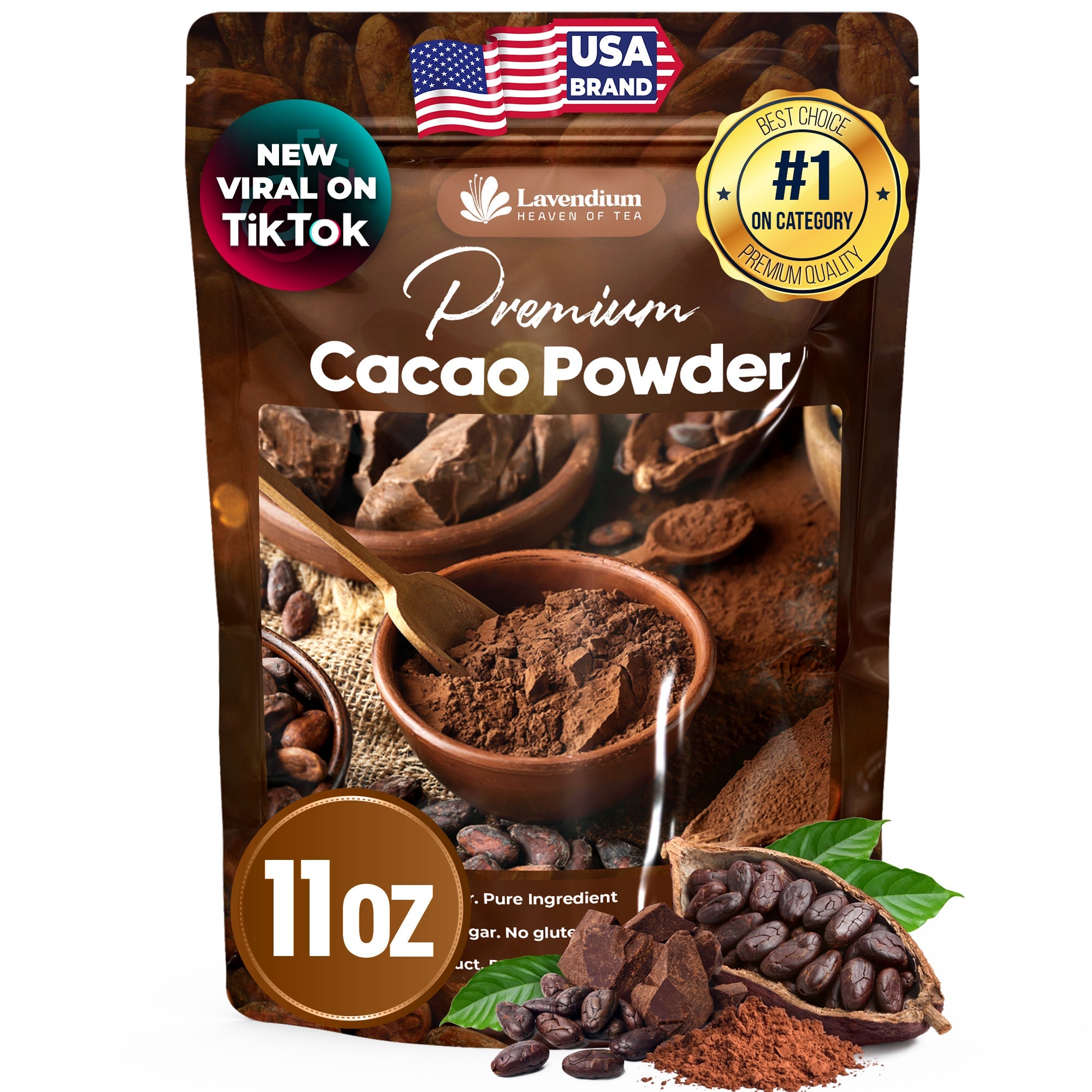 Cacao Powder, 25oz (1.56 lbs), 100% Natural &amp; Pure, Unsweetened, Rich Chocolate Flavor, Perfect for Baking &amp; Smoothies by FreshDrinkUS - Natural and Premium Herbal Tea