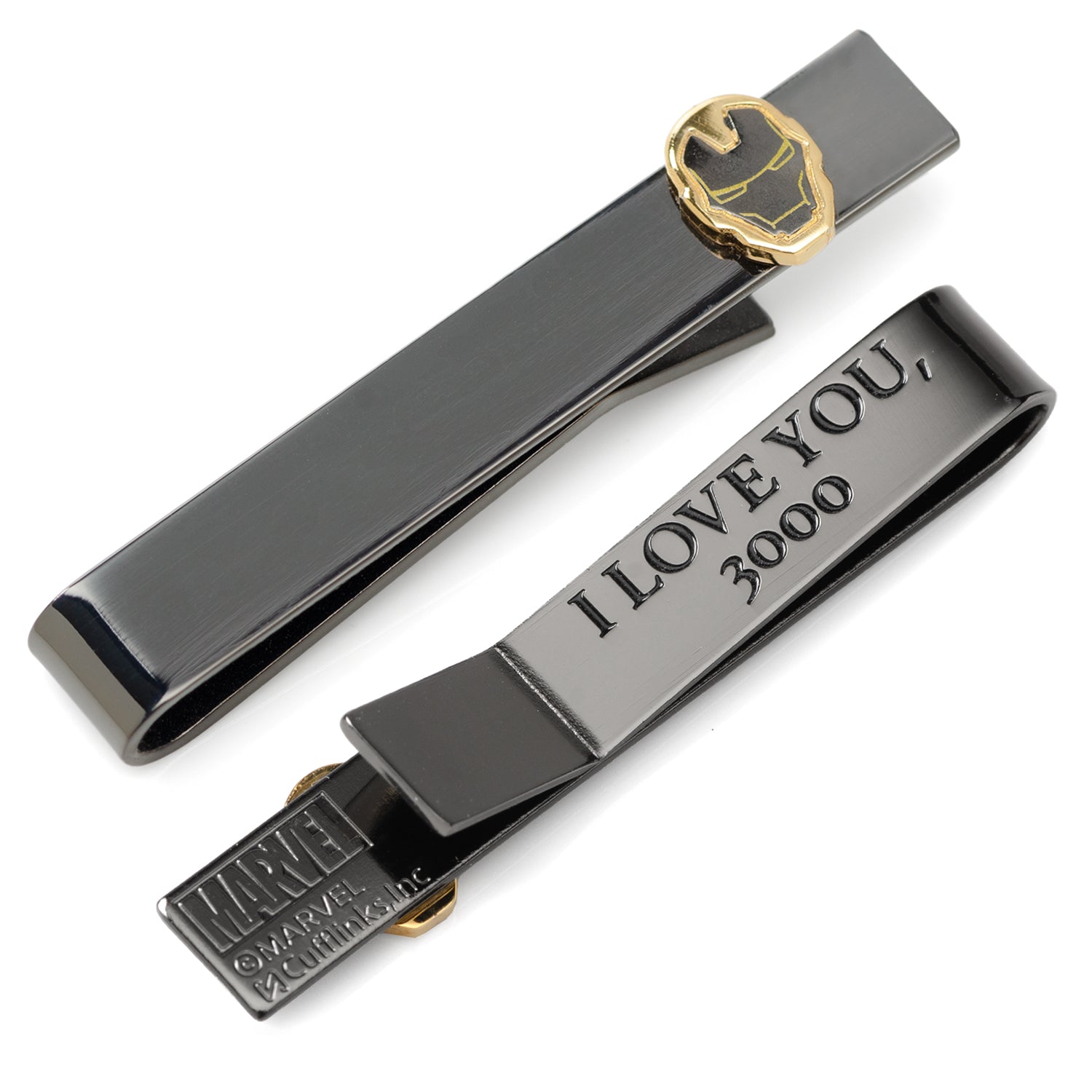Marvel Iron Man "I Love You 3000" Gunmetal Hidden Message Tie Bar by Cufflinks.com