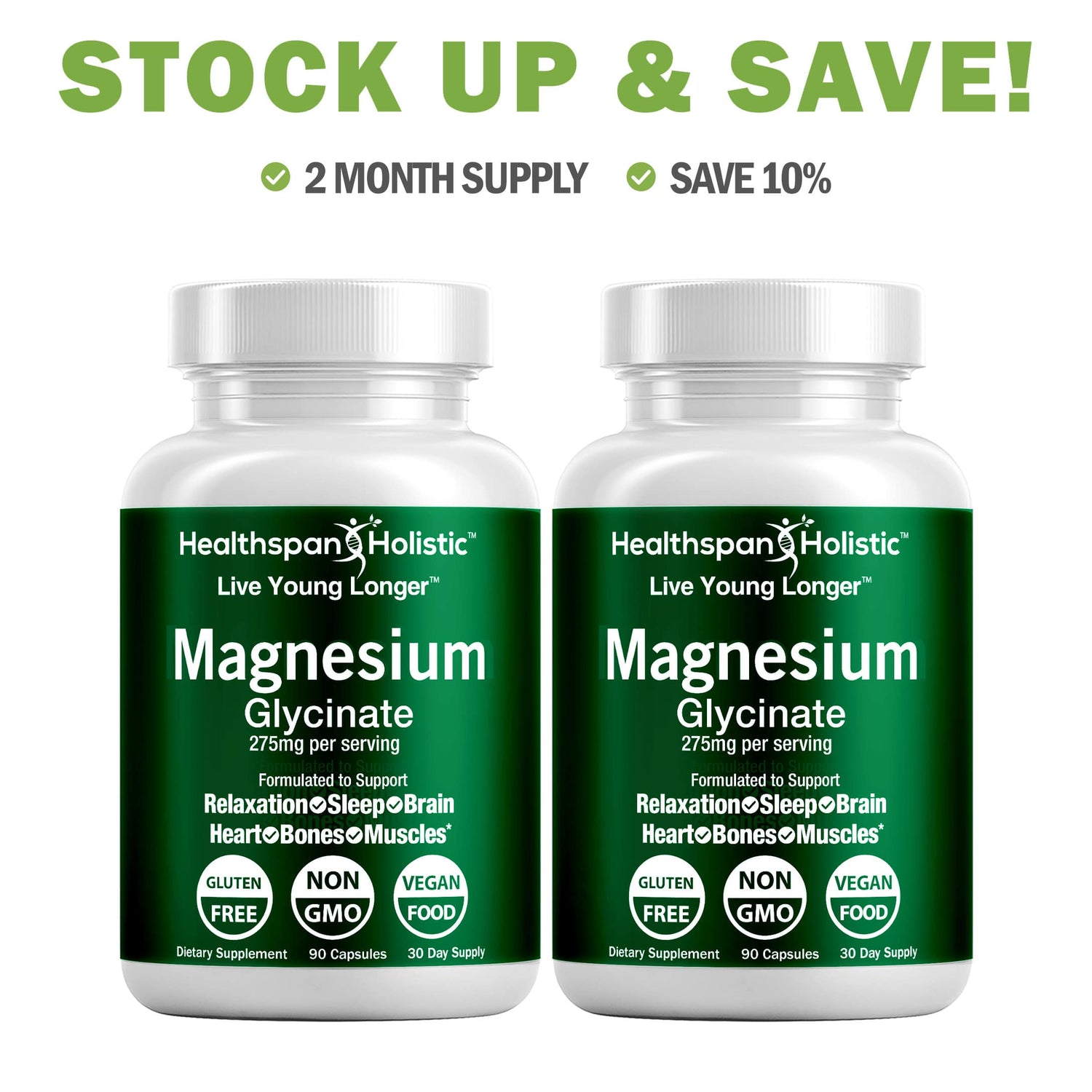 Magnesium Glycinate Supplement 90 Capsules by Healthspan Holistic
