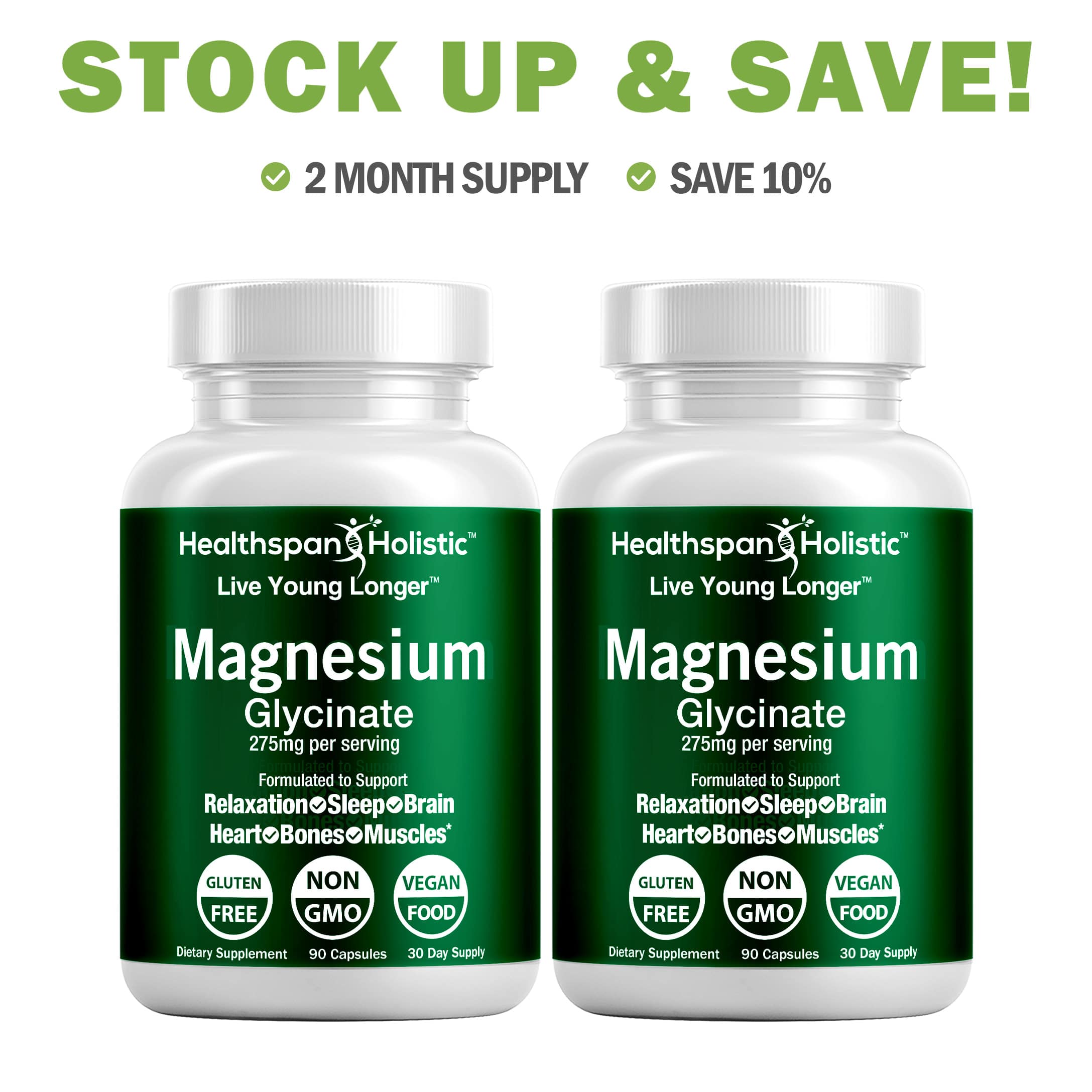 Magnesium Glycinate Supplement 90 Capsules by Healthspan Holistic