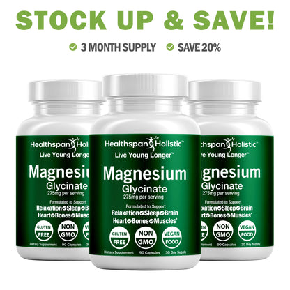 Magnesium Glycinate Supplement 90 Capsules by Healthspan Holistic