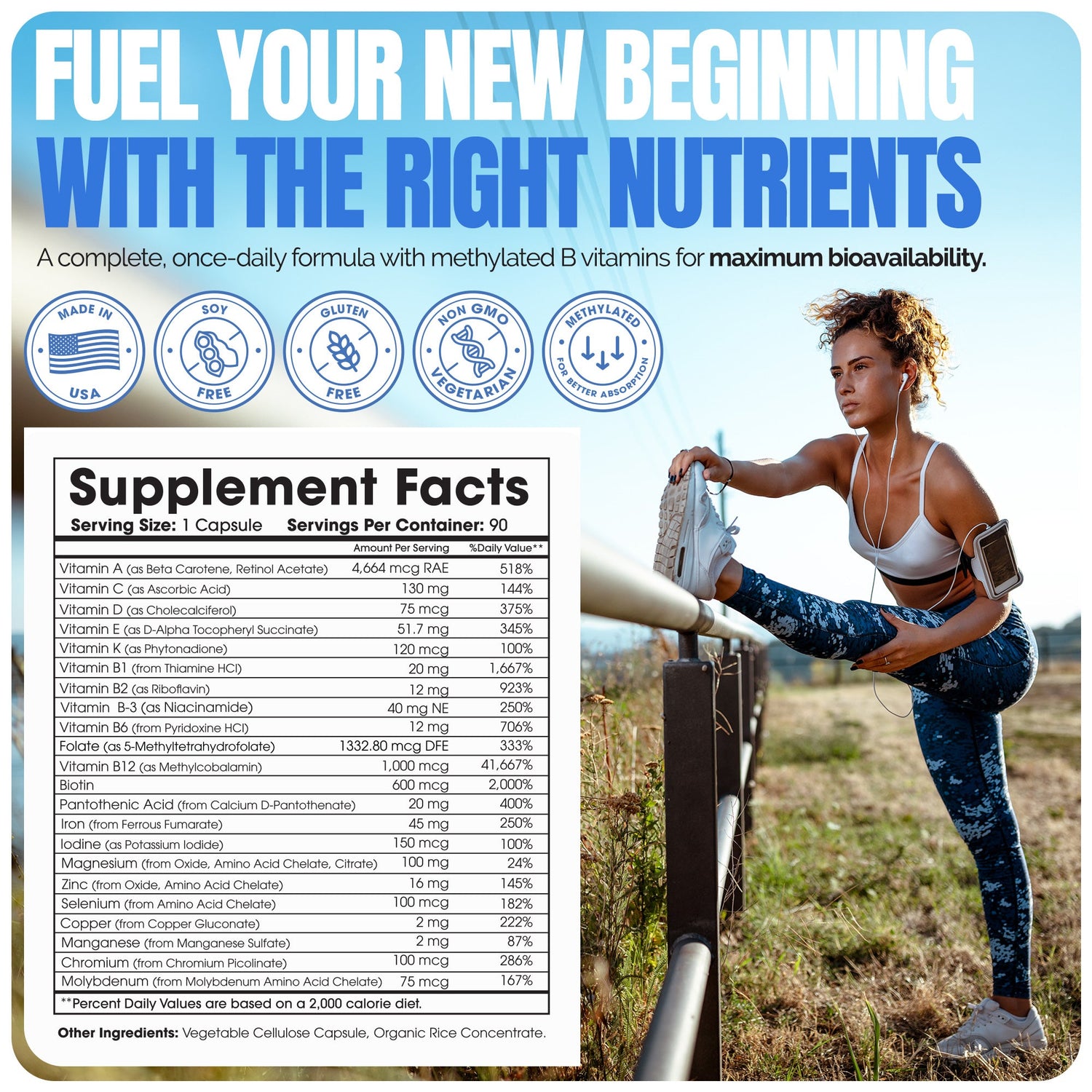 Methylated Bariatric Multivitamins with 45mg Iron 1 capsule a day by Shiny Leaf