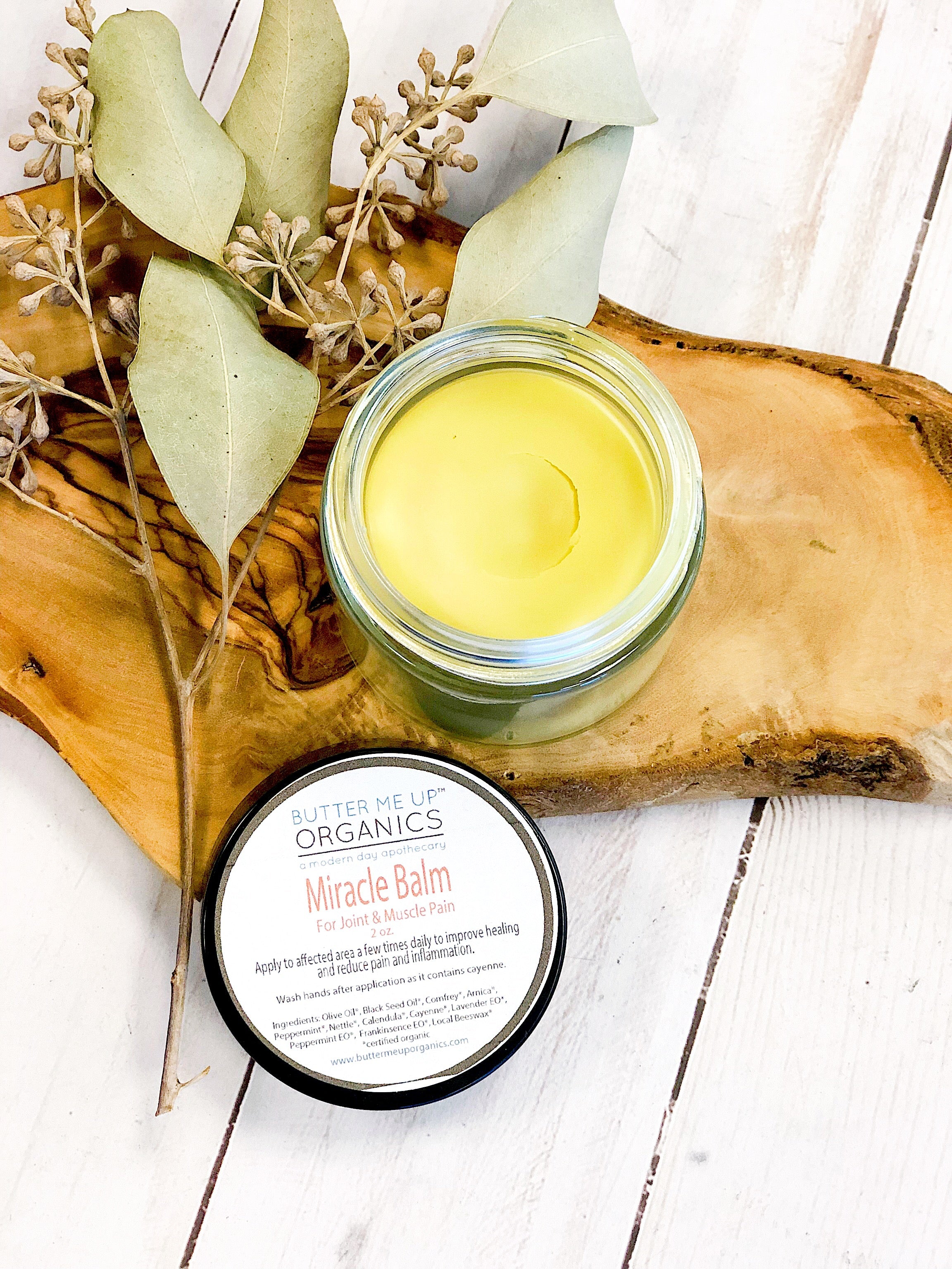 Miracle Balm / Organic Herbal Pain Balm / Muscle Pain / Deep Joint Pain / Pain Relief Balm / Pain Reliever / Sore Muscles / Sore Joints by Butter Me Up Organics