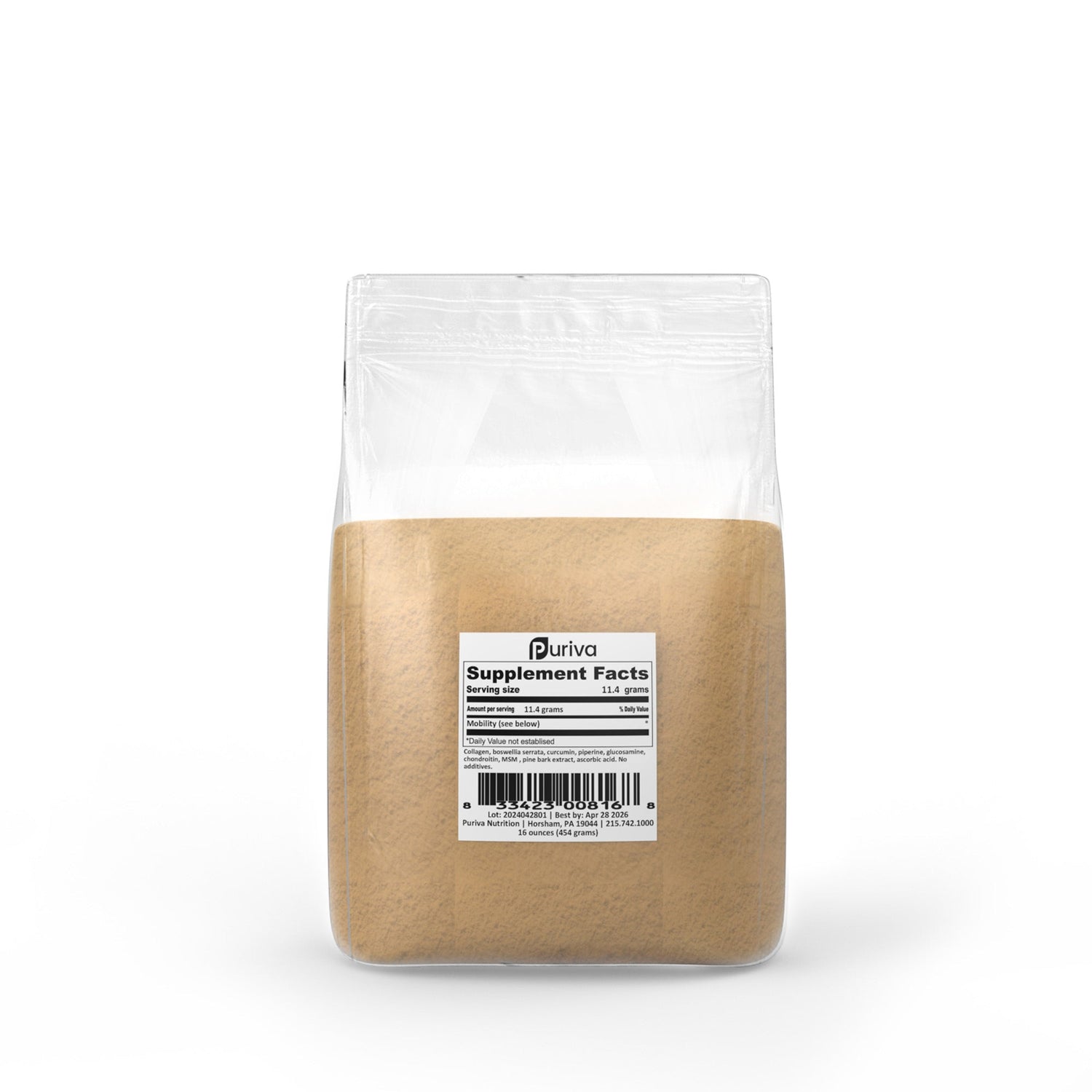 Mobility powder, 1 pound, Puriva Nutrition by Puriva Nutrition