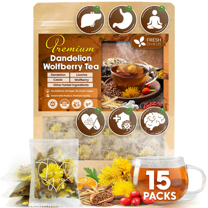 Dandelion Wolfberry Tea, 7 Herbal Ingredients by FreshDrinkUS - Natural and Premium Herbal Tea