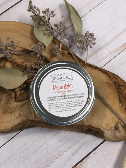 Moon Balm / Menstrual Care / PMS / Period Cramps / Hormone Balancing / Ovulation Pain / Butter Me Up Organics / Organic Skincare / Organic by Butter Me Up Organics