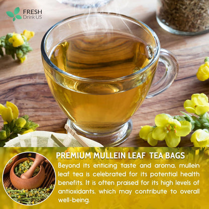 Mullein Leaf Tea Bags, 100% Natural &amp; Pure from Mullein Leaves. Loose Leaf Mullein Herbal Tea. Made with Natural Material Tea Bags. No Sugar, No Caffeine, No Gluten, Vegan. by FreshDrinkUS - Natural and Premium Herbal Tea