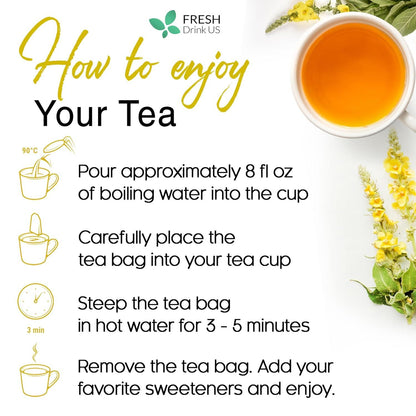 Mullein Leaf Tea Bags, 100% Natural &amp; Pure from Mullein Leaves. Loose Leaf Mullein Herbal Tea. Made with Natural Material Tea Bags. No Sugar, No Caffeine, No Gluten, Vegan. by FreshDrinkUS - Natural and Premium Herbal Tea