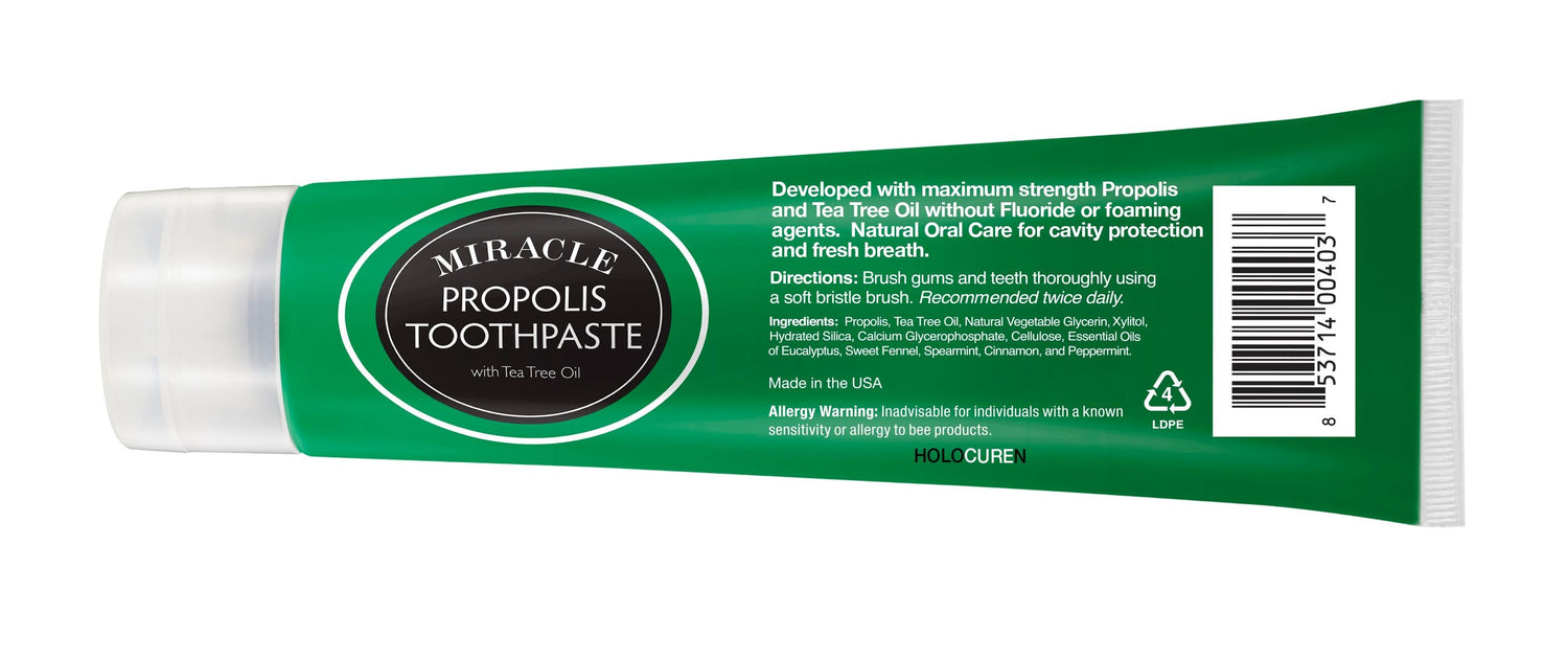 Holocuren Miracle Propolis Toothpaste 2-Pack, Tea Tree Oil, Fluoride-Free, 12.8 oz (2 x 6.4 oz) by HOLOCUREN - Official Website
