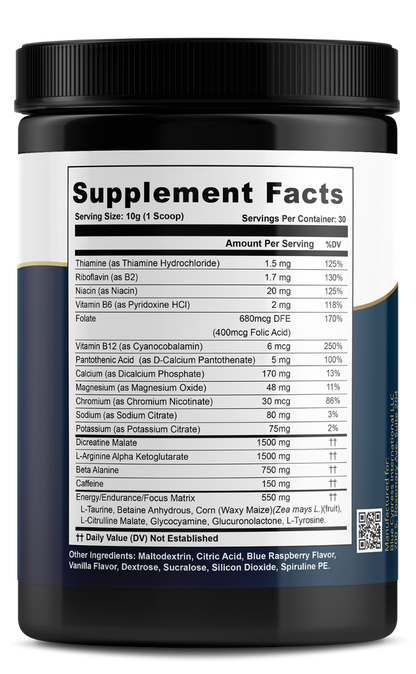 Nitric Oxide Booster Powder Mix – Blue Raspberry Flavor by My Balance