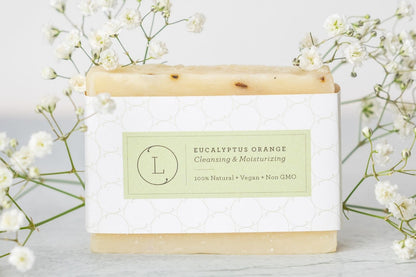 2x Eucalyptus Natural Handmade Soap Bar, Fresh Cold Process Soap by Lizush