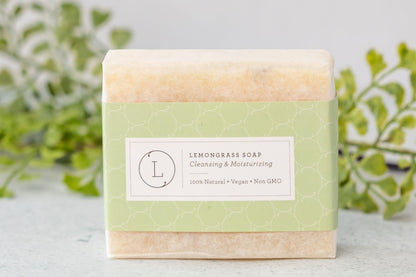 2 x Lemongrass Natural Soap Bar, Handmade Body Soap Gift by Lizush