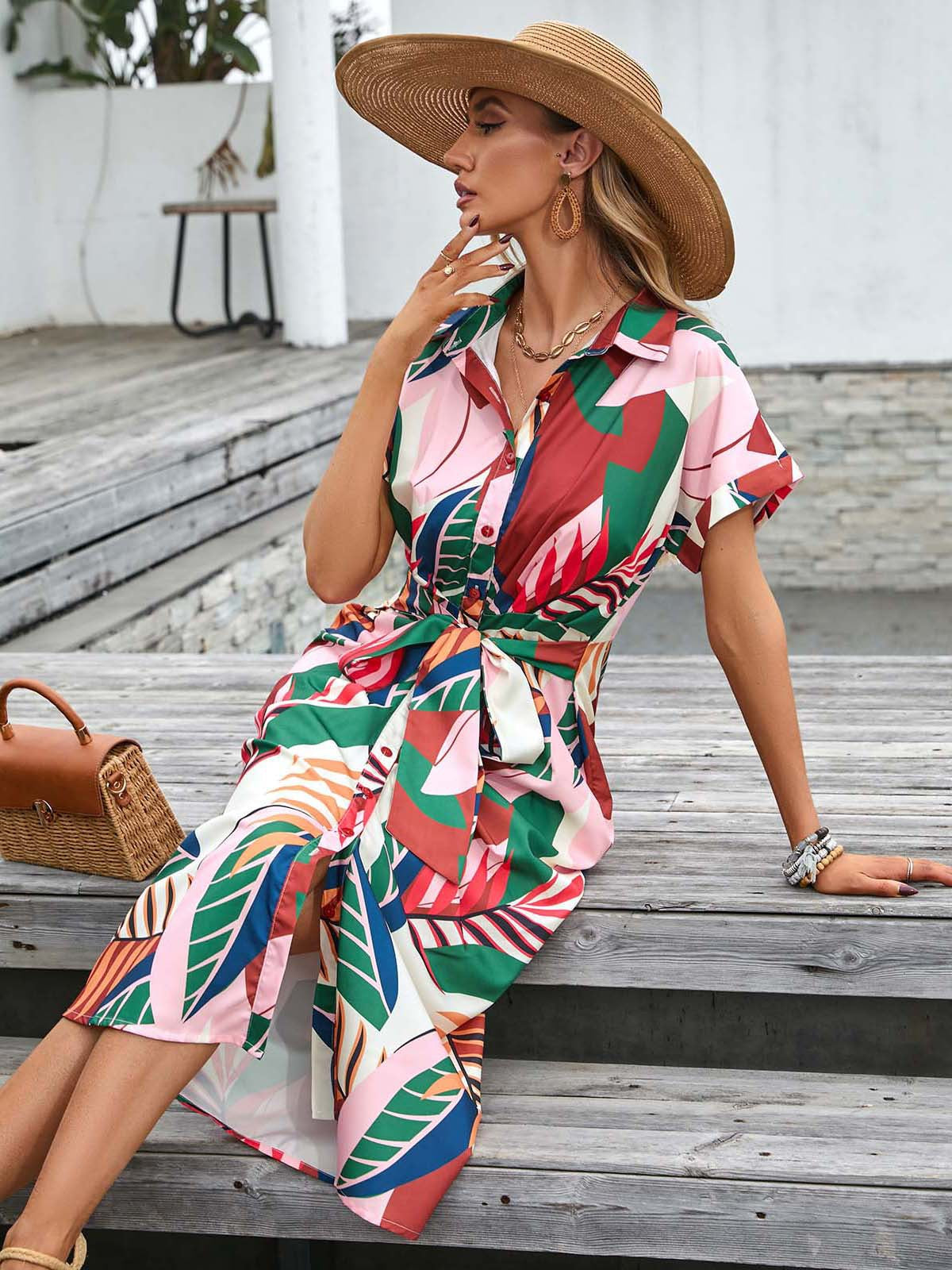 Women Clothing Popular Dress Summer Close Fitting Single Breasted Women Clothing