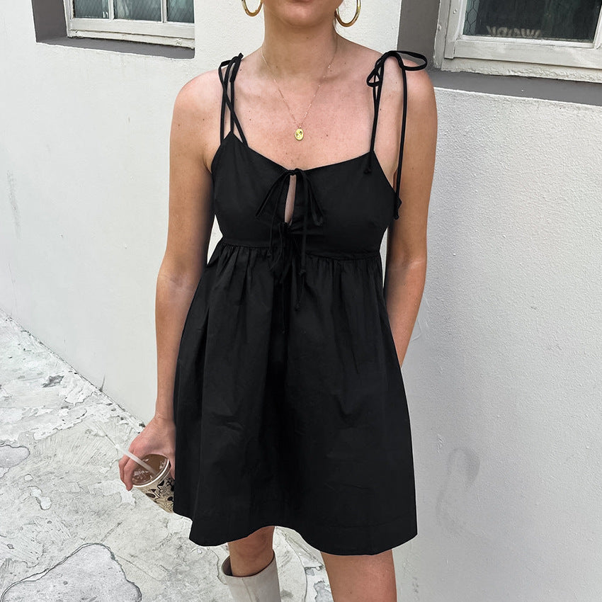 Spring Summer Sexy Black Camisole off Shoulder Loose Square Collar Dress Classic Evening Dress Women by Ragazza