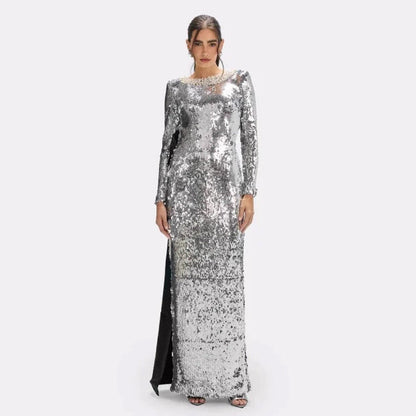 Autumn Winter Silver Gray Sequ Women Supply All Matching Slim Fitting Simple