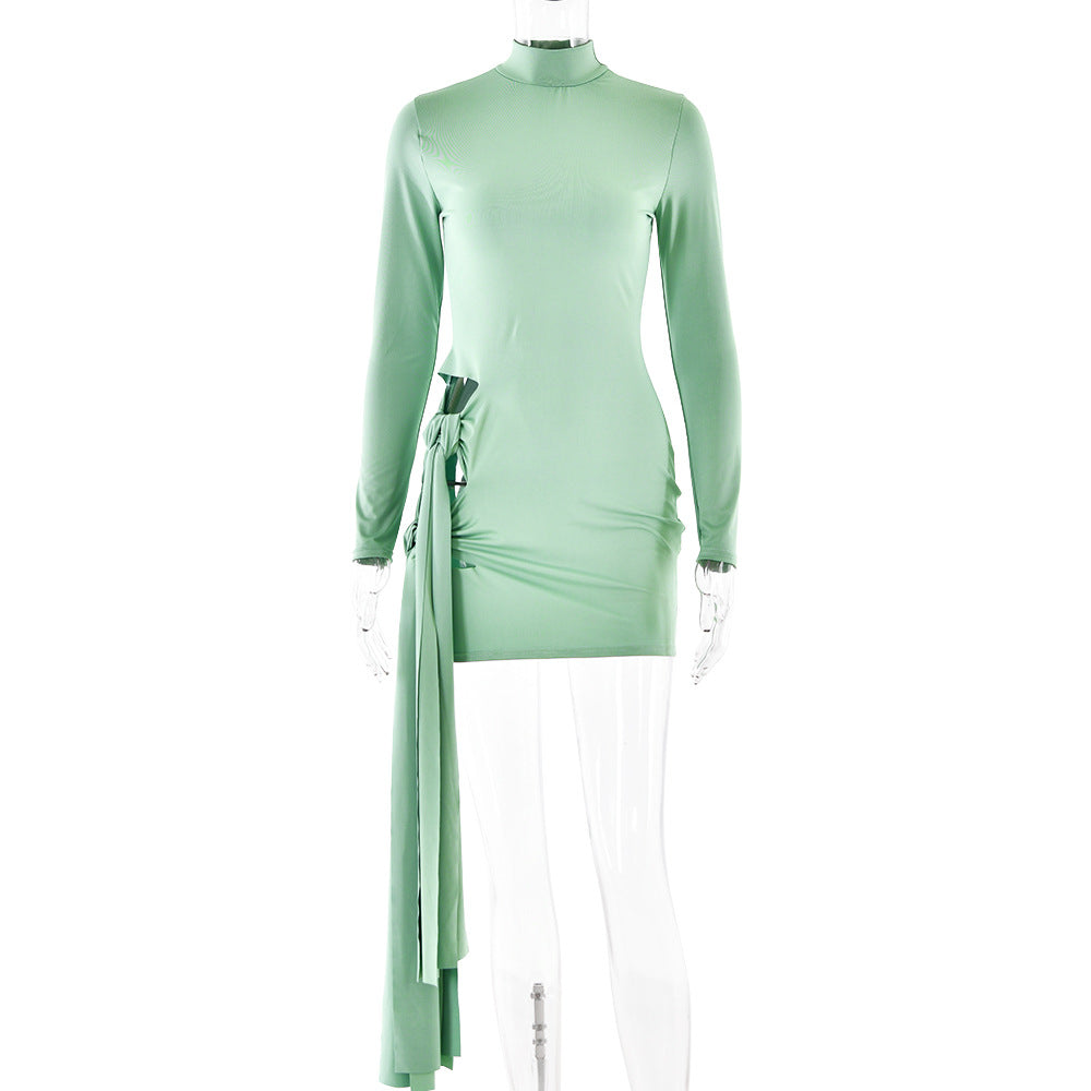 Spring Arrival Dress Sexy Round Neck Long Sleeve Slim Fit Hip Wrapped Short Dress Women by Ragazza