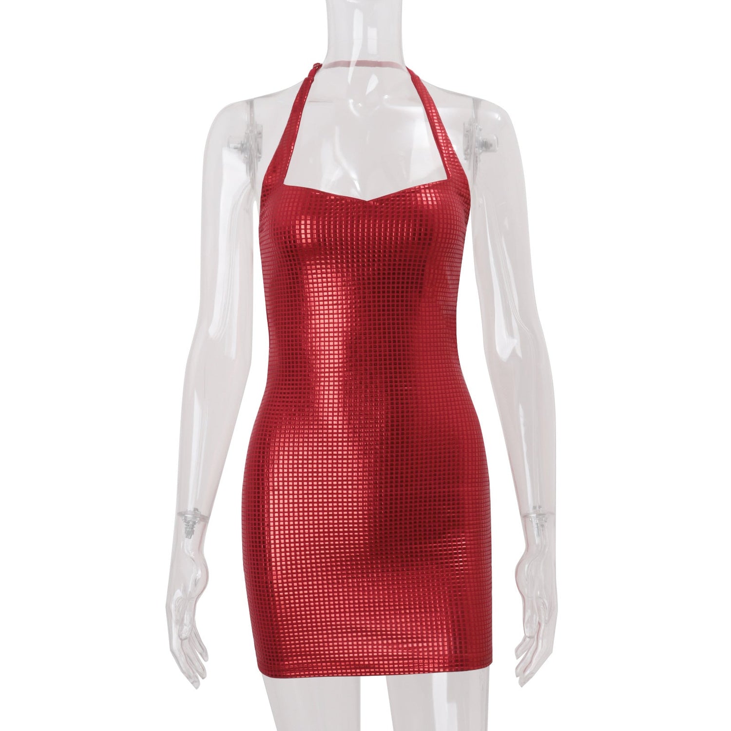 Women Clothing Winter French Sexy High Class Elegant Pure Want to Hang Neck Tight Waist Sheath Dress Women