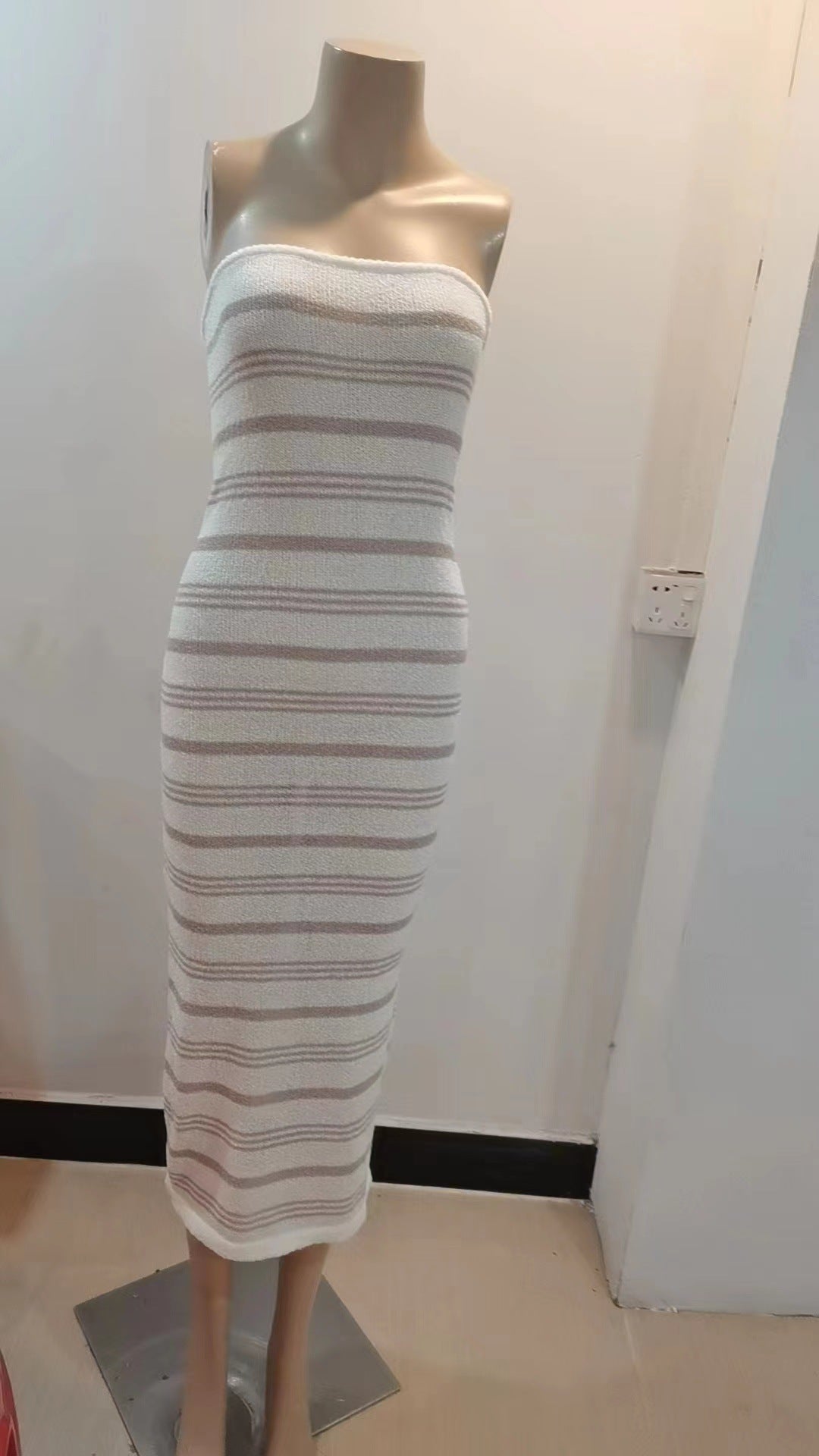 Striped Tube Top Tight Dress Beach Bohemian Casual Slim Fit Sheath Dress Women Summer