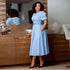 Women Clothing round Neck Puff Sleeve High Waist Dress by Ragazza