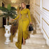 Women Clothing Spring Elegant Pleating Slim Printed Sheath Maxi Dress by Ragazza