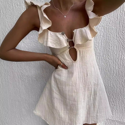 Sexy Ruffled Spaghetti Straps Dress Women