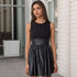 Graceful Fashionable Sleeveless round Collar Design Leather Stitching Dress by Ragazza