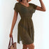 Casual V neck Sleeveless Jacket Short Sleeved Cinched Mesh Women Dress by Ragazza