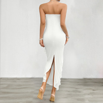 Women Clothing Spring Summer Solid Color Slim Tube Top Dress