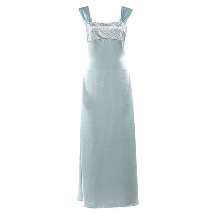 Autumn Winter Women Elegant Strap Tube Top Backless Rhinestone Waist Tight Maxi Dress for Women