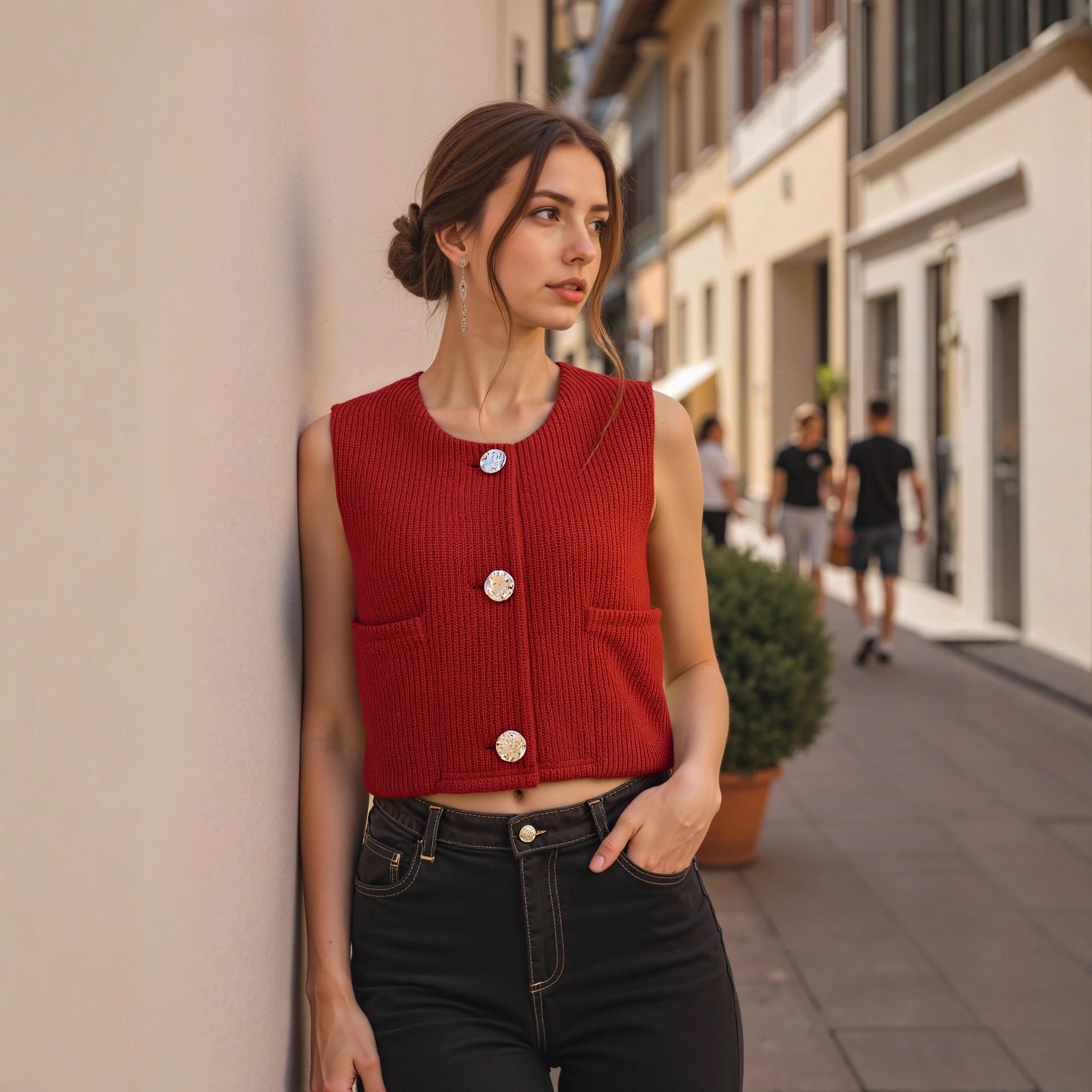 Women Clothing Spring Summer Street Thick Needle Vest Knitted Vest by Ragazza