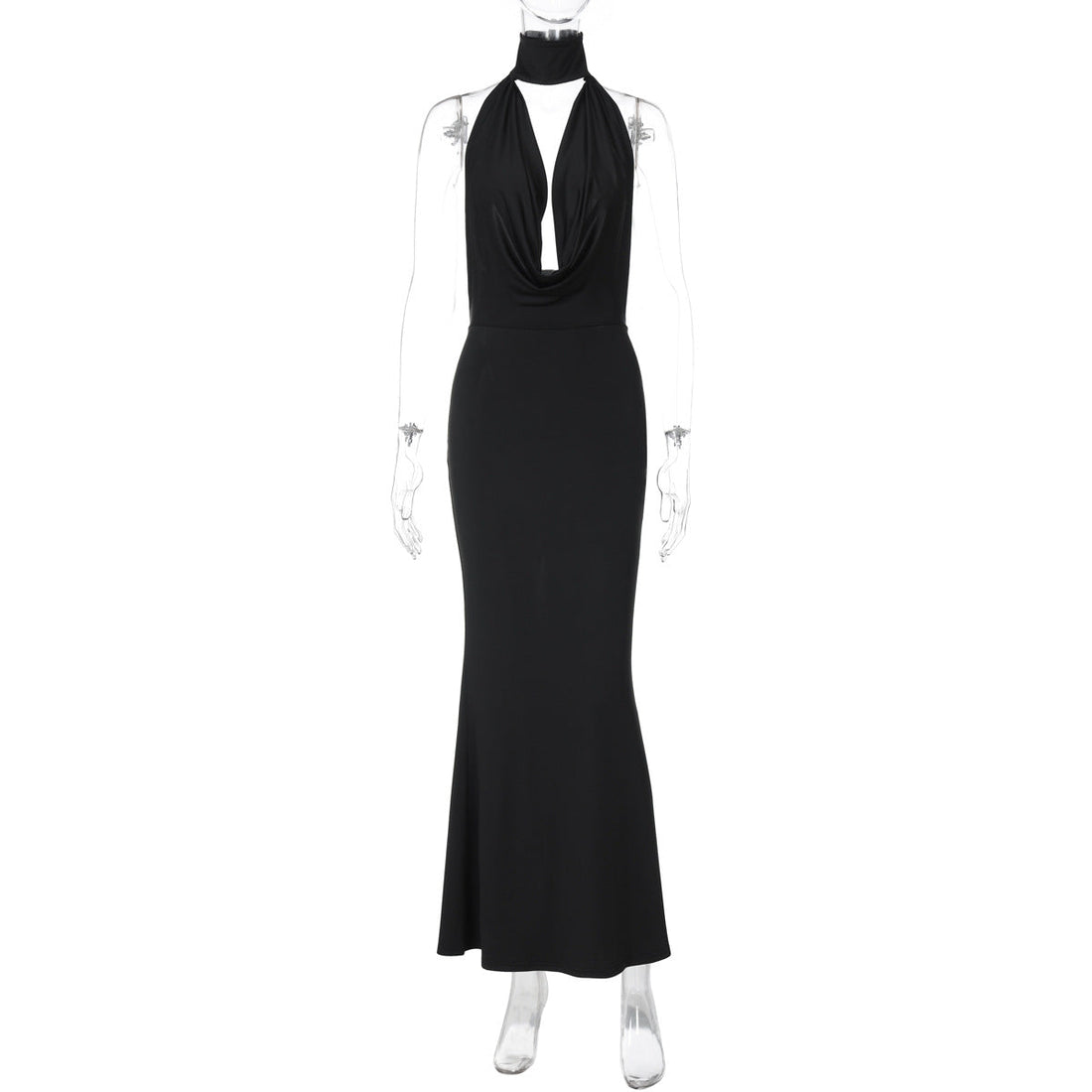 Summer Women Clothing Sexy Cutout Swing Collar Backless Adult Lady like Woman Slim Fit Sheath Split Halter Dress