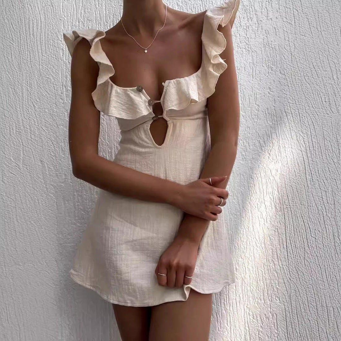 Sexy Ruffled Spaghetti Straps Dress Women