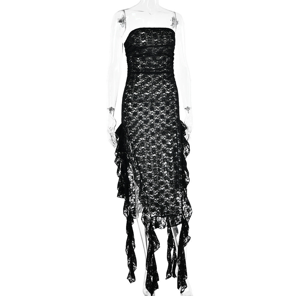 Summer Patchwork See Through Dress WomenSexy Off Shoulder Tube Top Dress by Ragazza