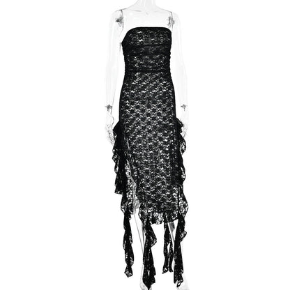 Summer Patchwork See Through Dress WomenSexy Off Shoulder Tube Top Dress by Ragazza