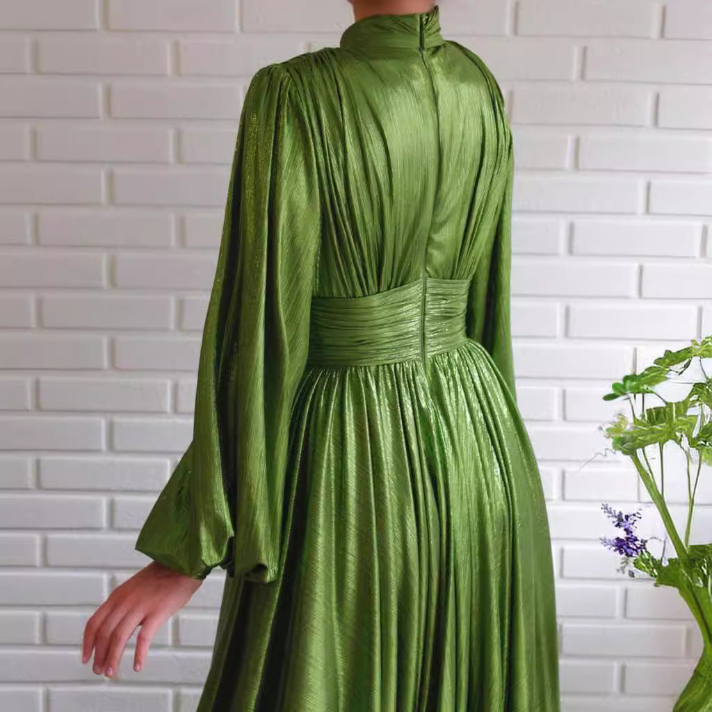 Spring Summer Popular Color Tight Waist Halter Large Swing Sexy Avocado Green Dress Maxi Dress for Women by Ragazza