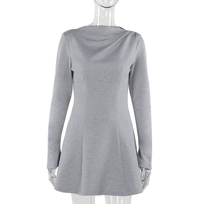 Autumn Casual Slim Fitting Simple Slimming Long Sleeve Narrow Dress Women