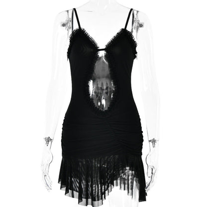 Arrival Backless Dress Sexy Trend Mesh Splicing Sling Cropped Outfit Short Dress for Women by Ragazza